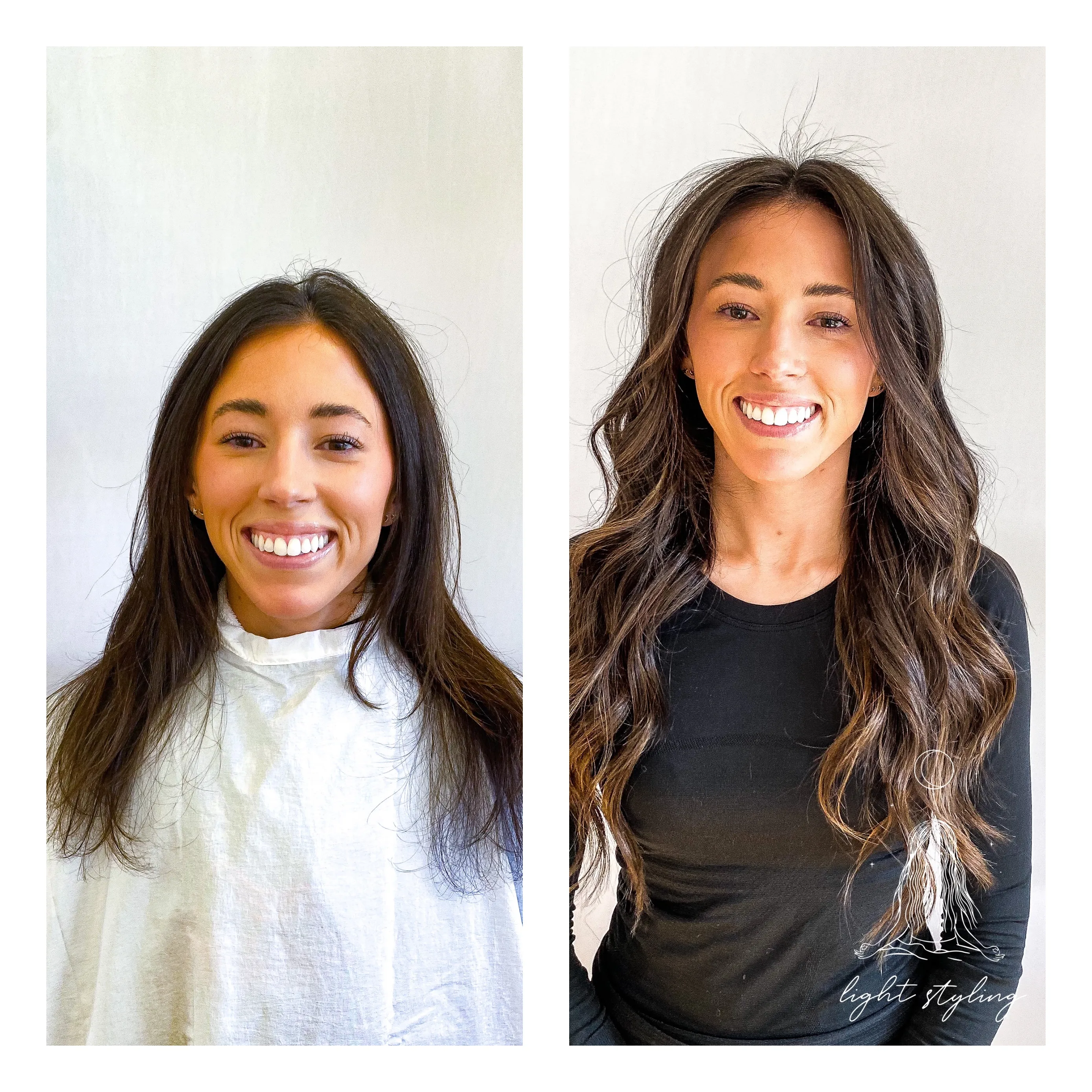 Before and after Natural Beaded Rows on fine, damaged hair at Light Styling in Longmont