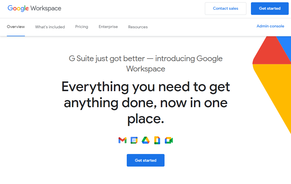 Google Workspace home page