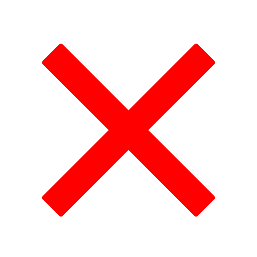 Red cross or multiplication sign on a black square background.