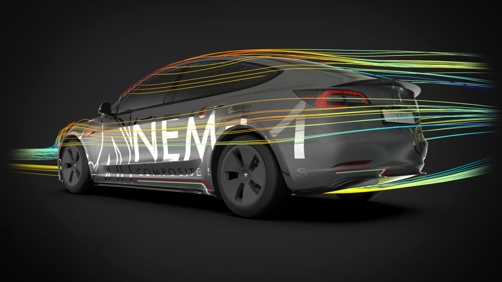 render of our Tesla Model 3 with Aero Range kit
