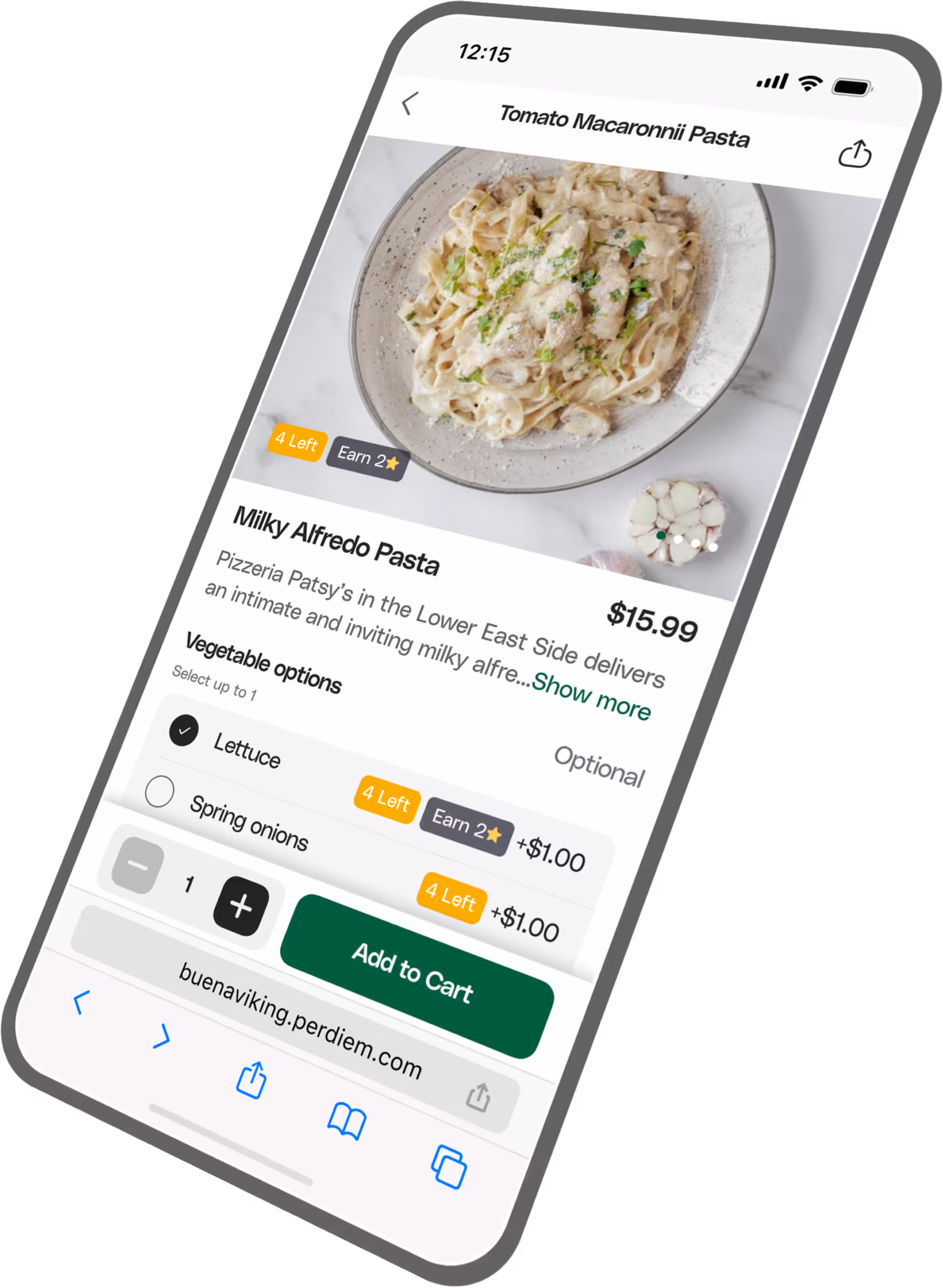 Per Diem Order custom mobile app