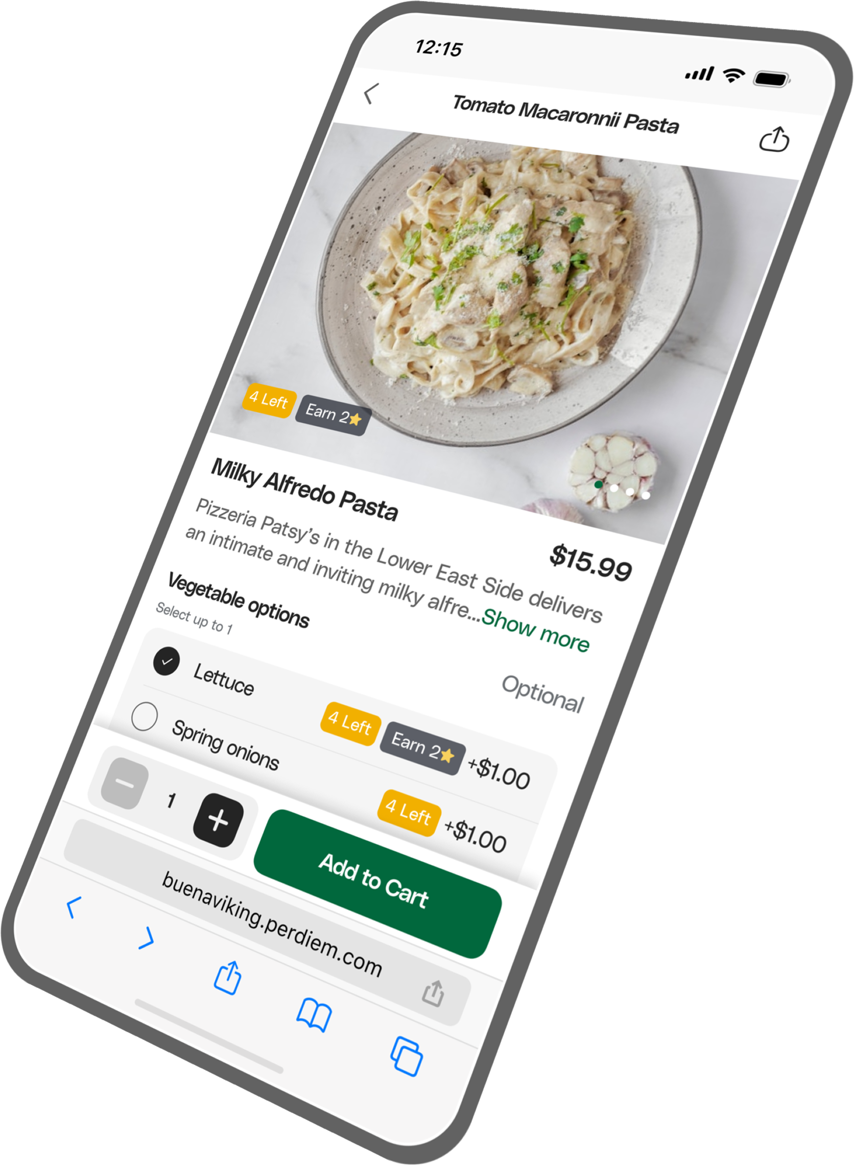 Per Diem Order custom mobile app