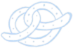 Blue line drawing of a pretzel with dots resembling salt.