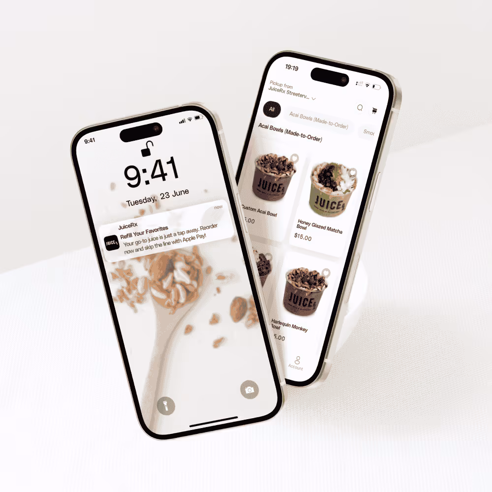 A juice Bar's mobile ordering app