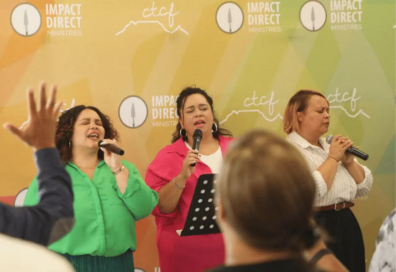 Worship team sing while the congregations is worshipping.