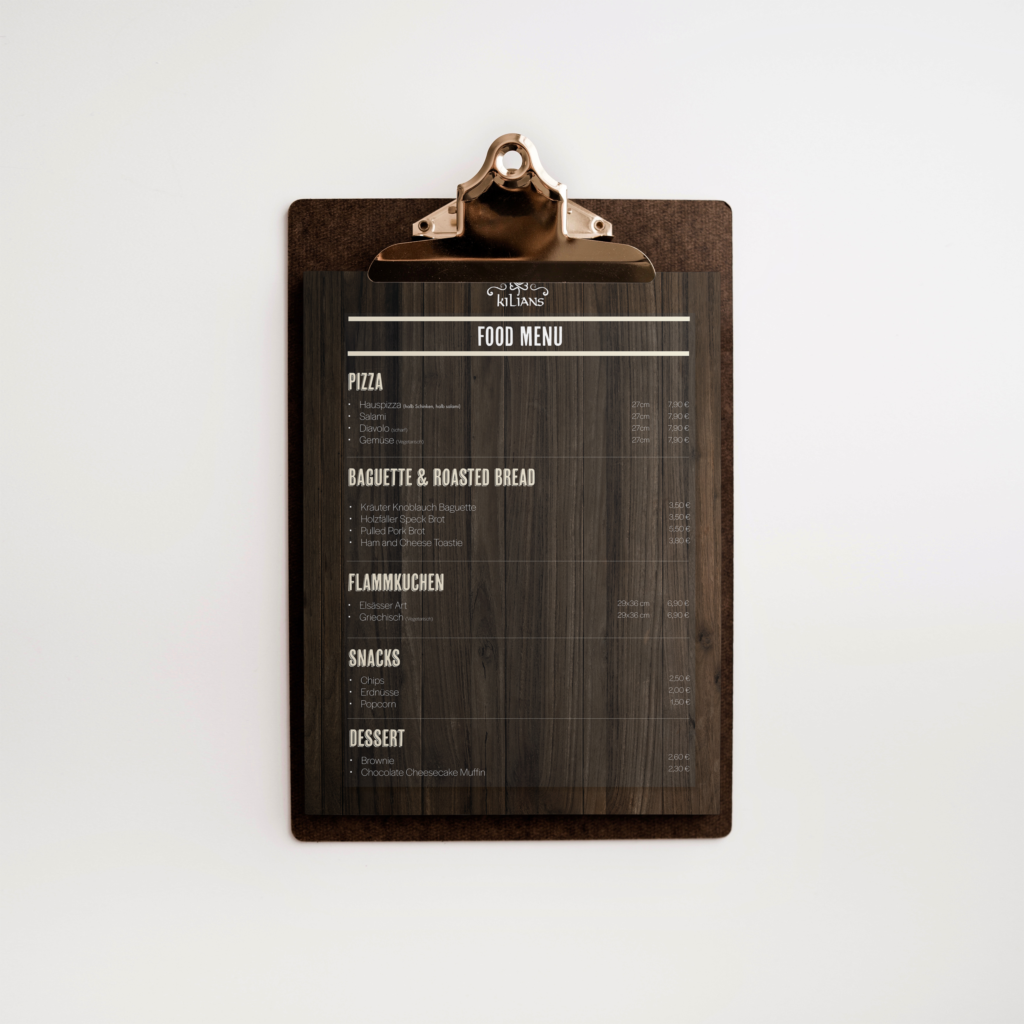 Pub menu