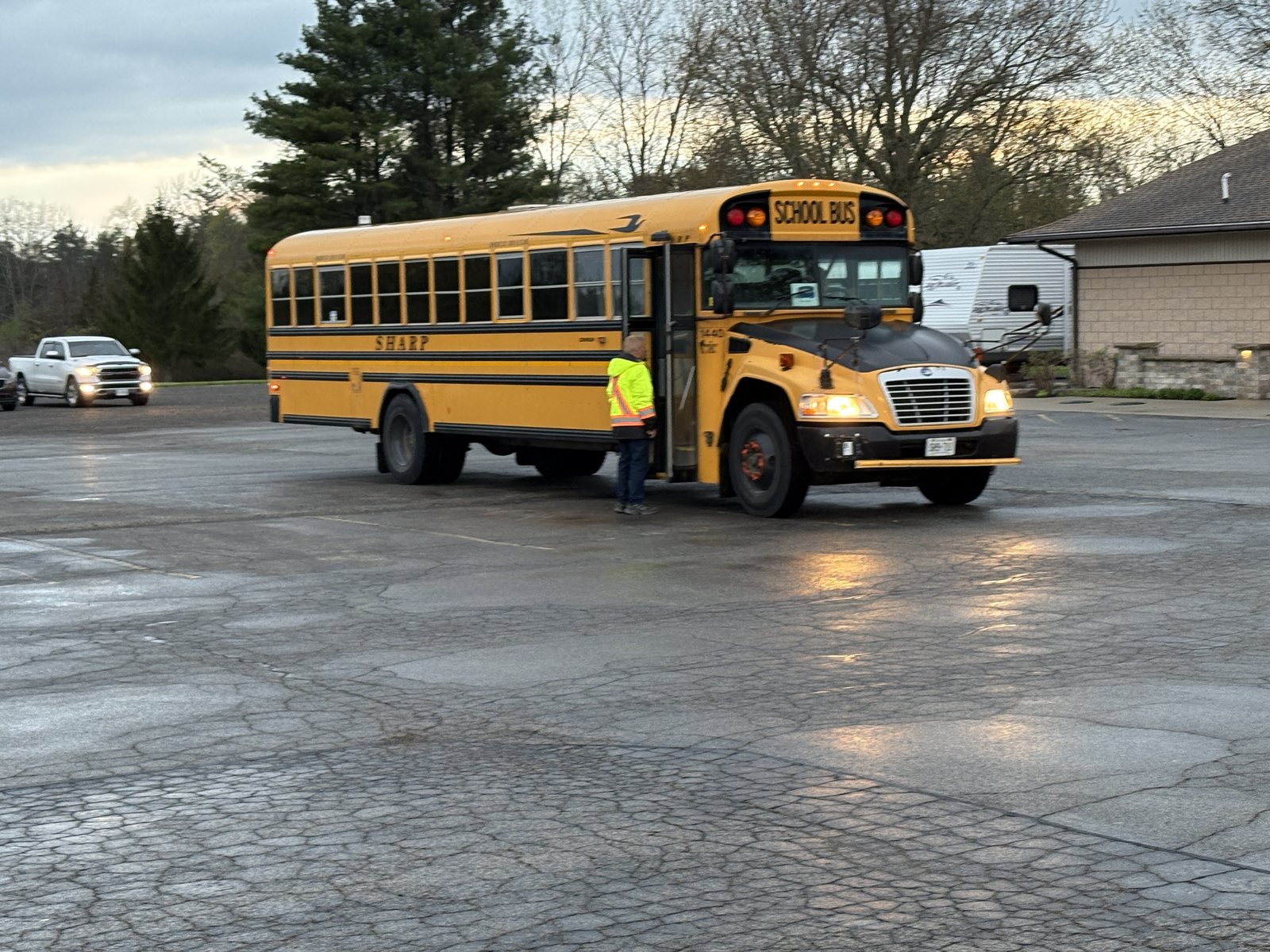 Bethel bus arriving on a Wednesday evening