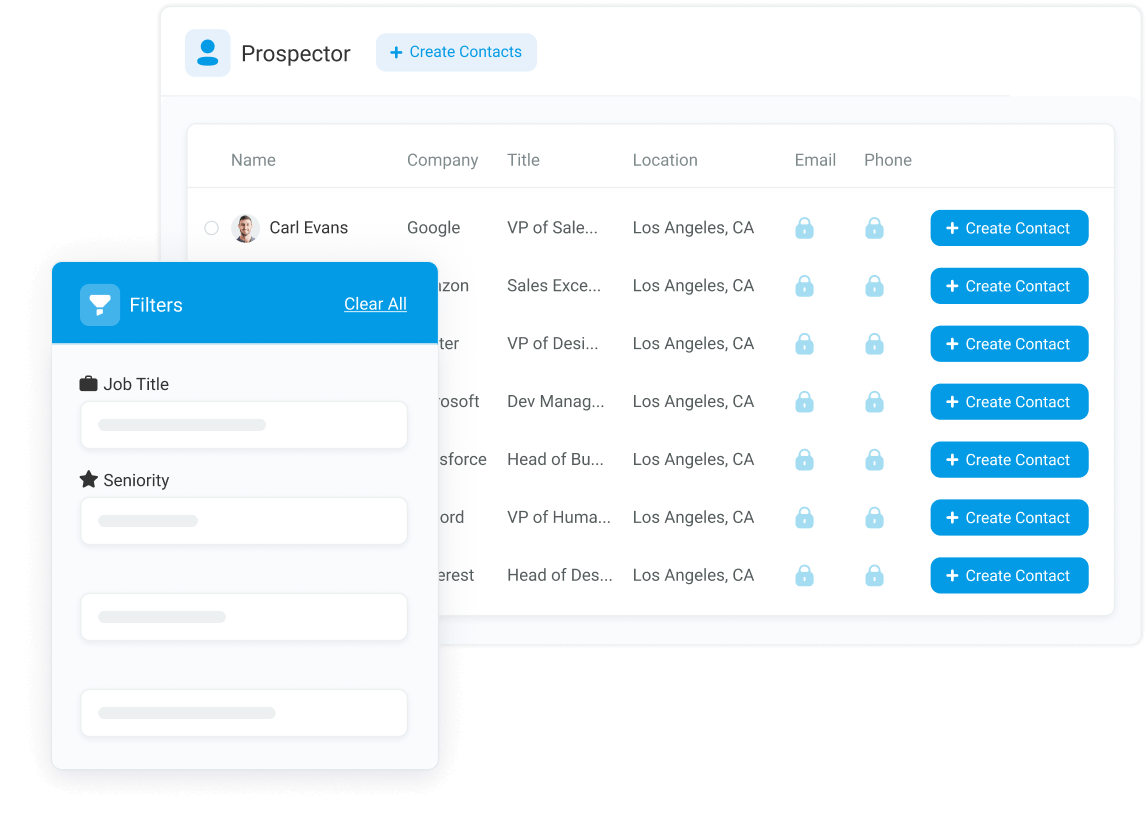 Prospector list filter options