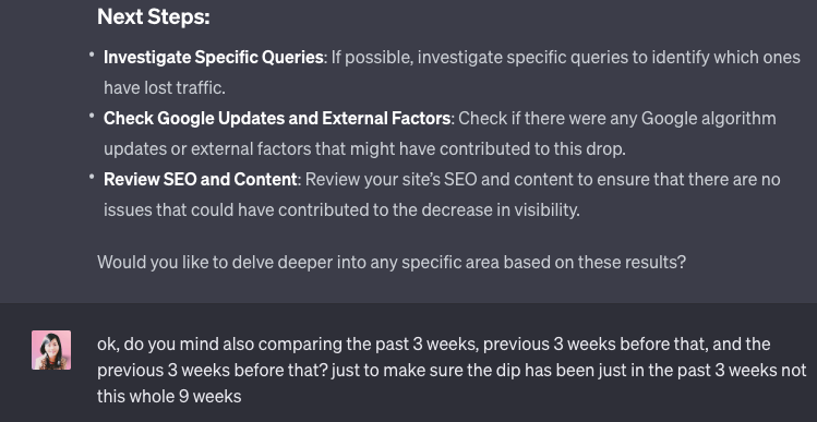 ChatGPT analysis next steps example