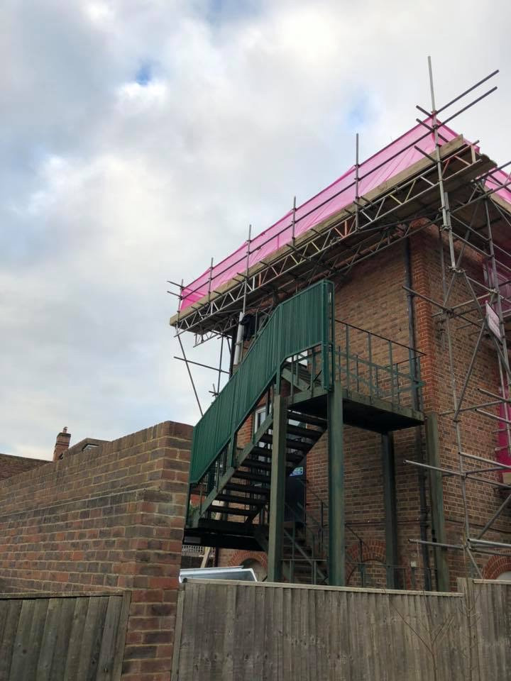 scaffolding with fire escape