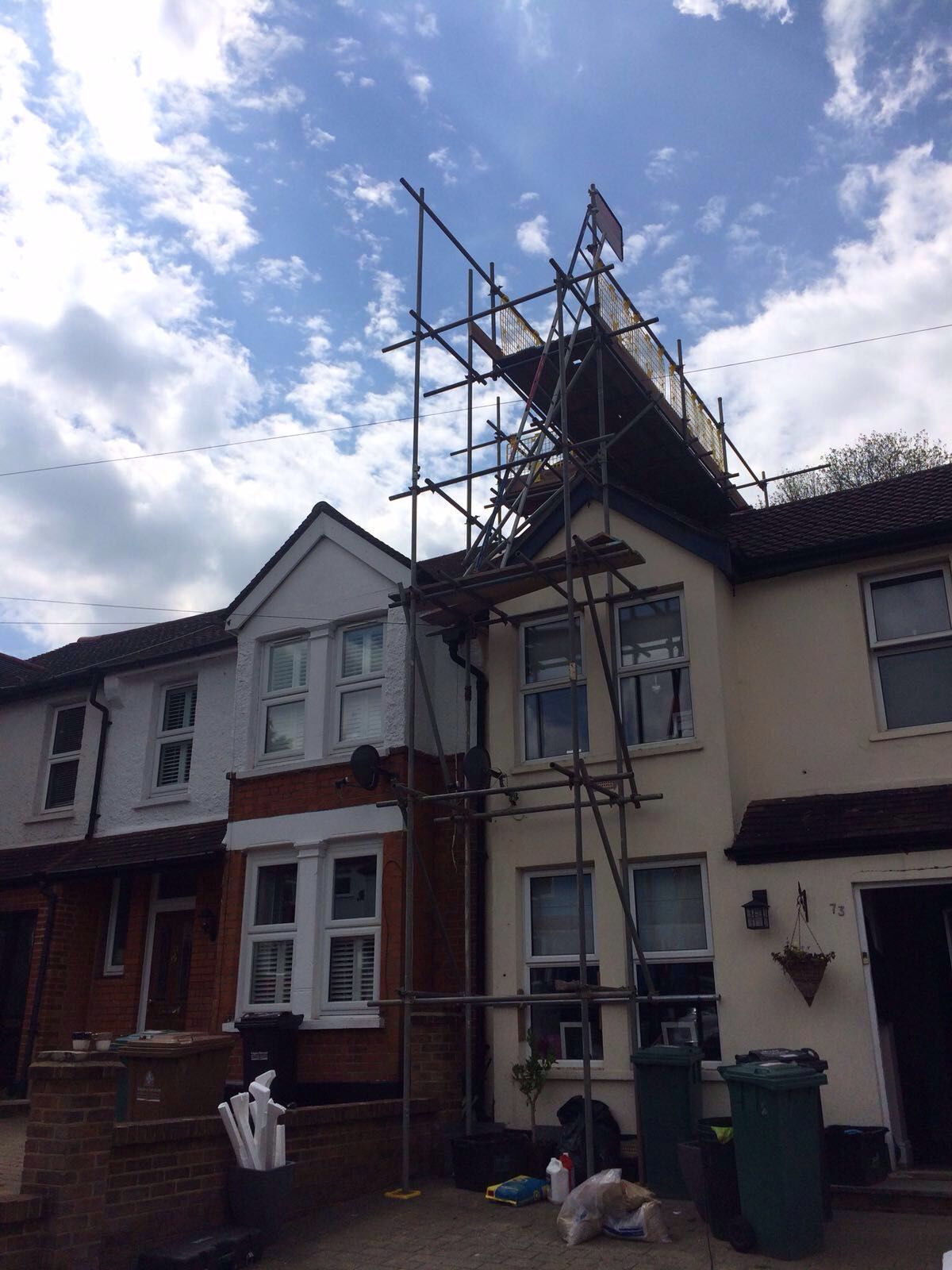 temporary scaffolding outside house