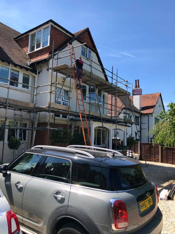 scaffolding on house