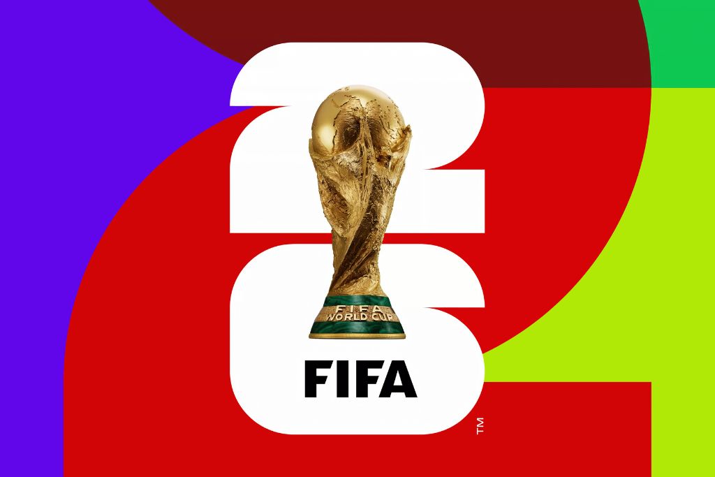 Official FIFA World Cup 2026 branding featuring the FIFA World Cup Trophy ahead of the tournament final.