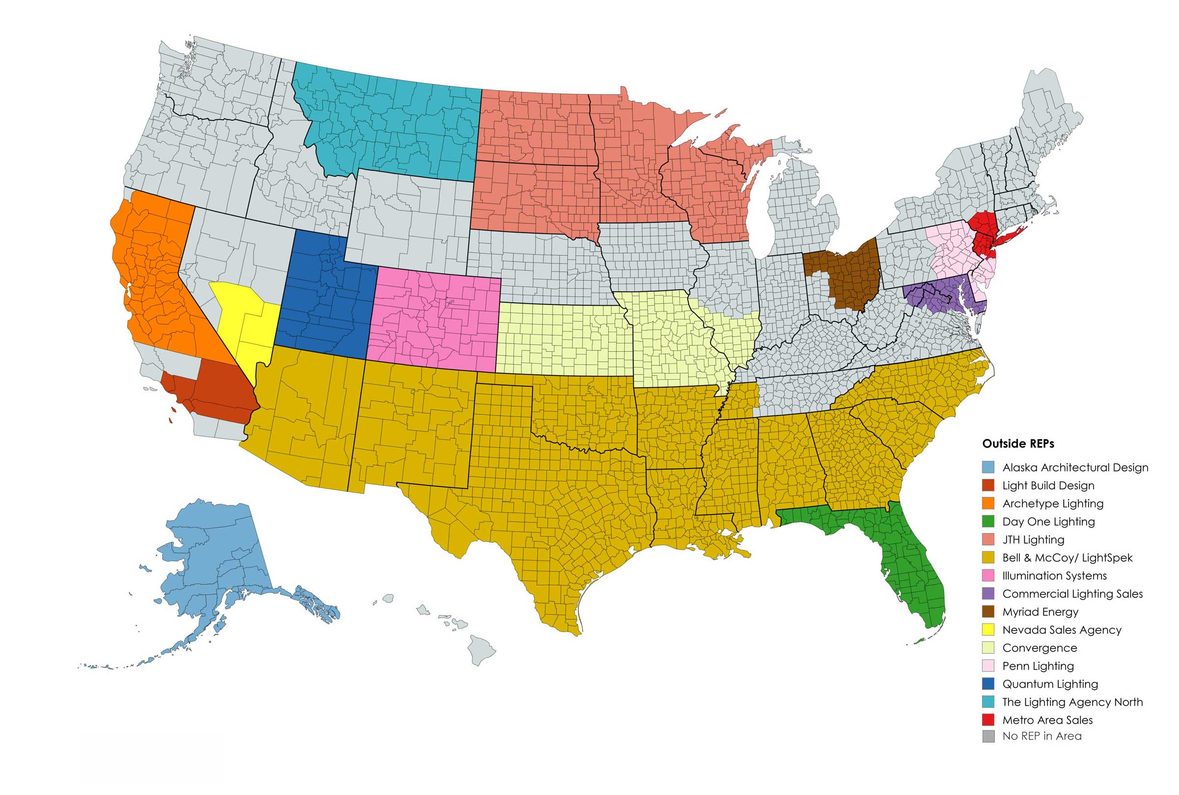 Evo-lite lighting representative coverage map