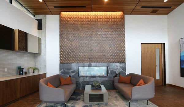 residential livingroom with surfaceLAB feature wall
