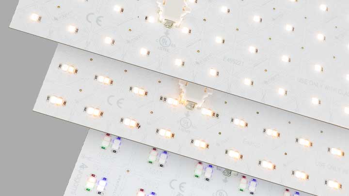 Auragami light sheets are available in several single color white temperatures, tunable white, adjustable CCT, circadian rhythm, RGB RGBW