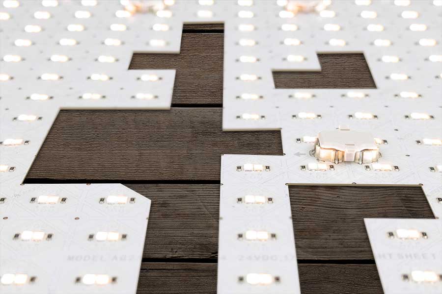 Auragami light sheets can be cut down to a single LED or LED group
