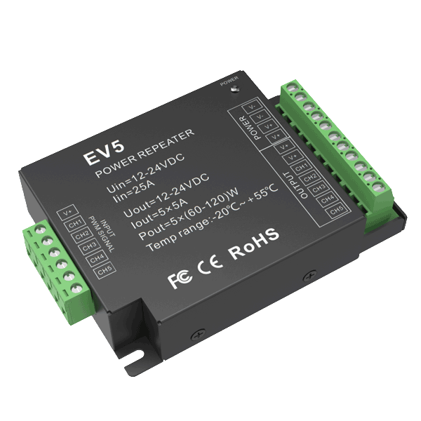 EV5 - 5 channel power repeater for LED lighting systems by Evo-Lite.