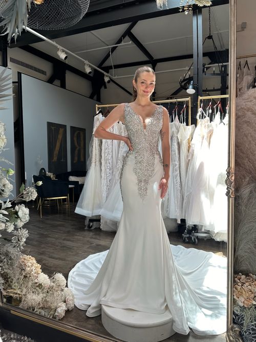 Luxury fit and flare wedding dresses at Ava Laurénne Bride bridal boutique in Fredericksburg VA