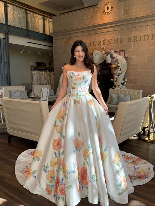 Floral embroidered ball gown wedding dress at Ava Laurénne Bride in Fredericksburg VA