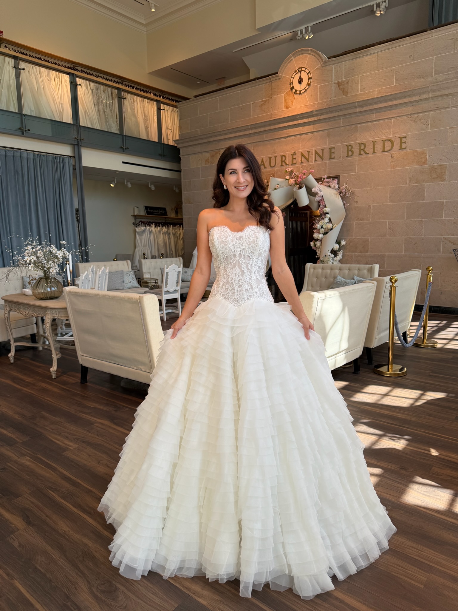 Couture strapless ball gown wedding dress in Fredericksburg Virginia