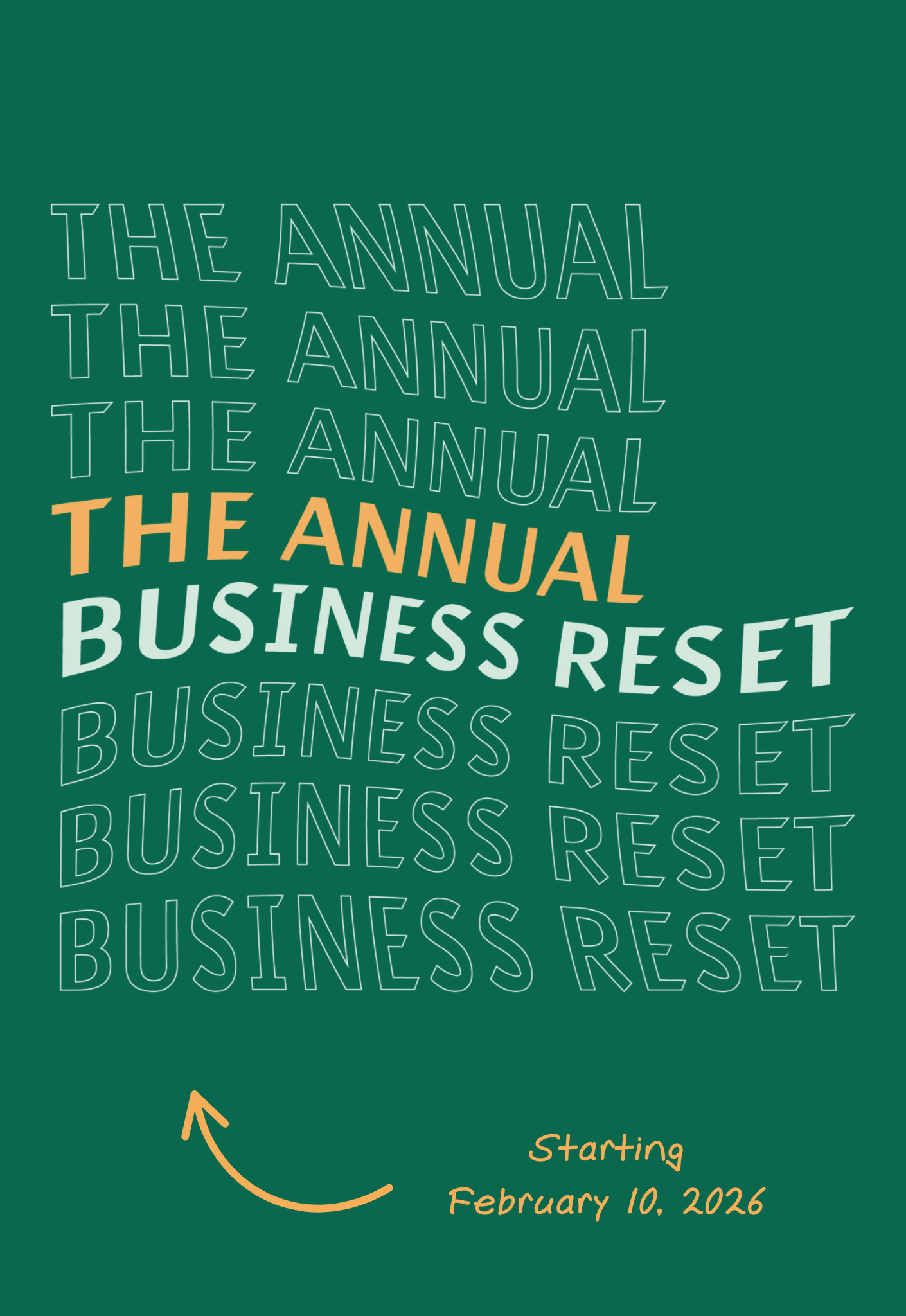 Announcement of the waitlist opening for The Annual Business Reset course starting January 2026.