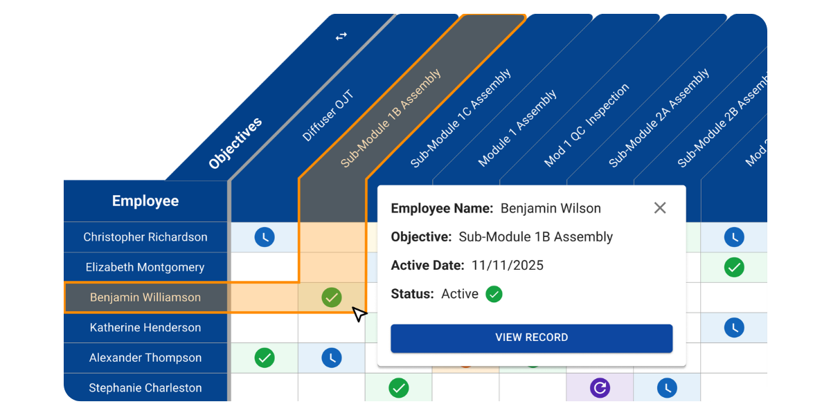 Interactive skills matrix