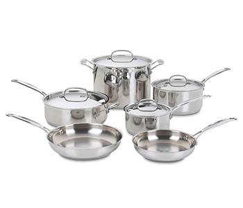 Cuisinart Chef's Classic Stainless 11-Piece Cookware Set with Tempered-Glass Flavor Lock Lids