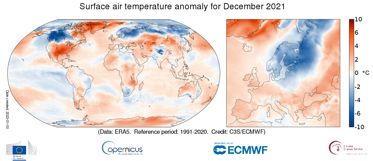 Surface air anomaly map