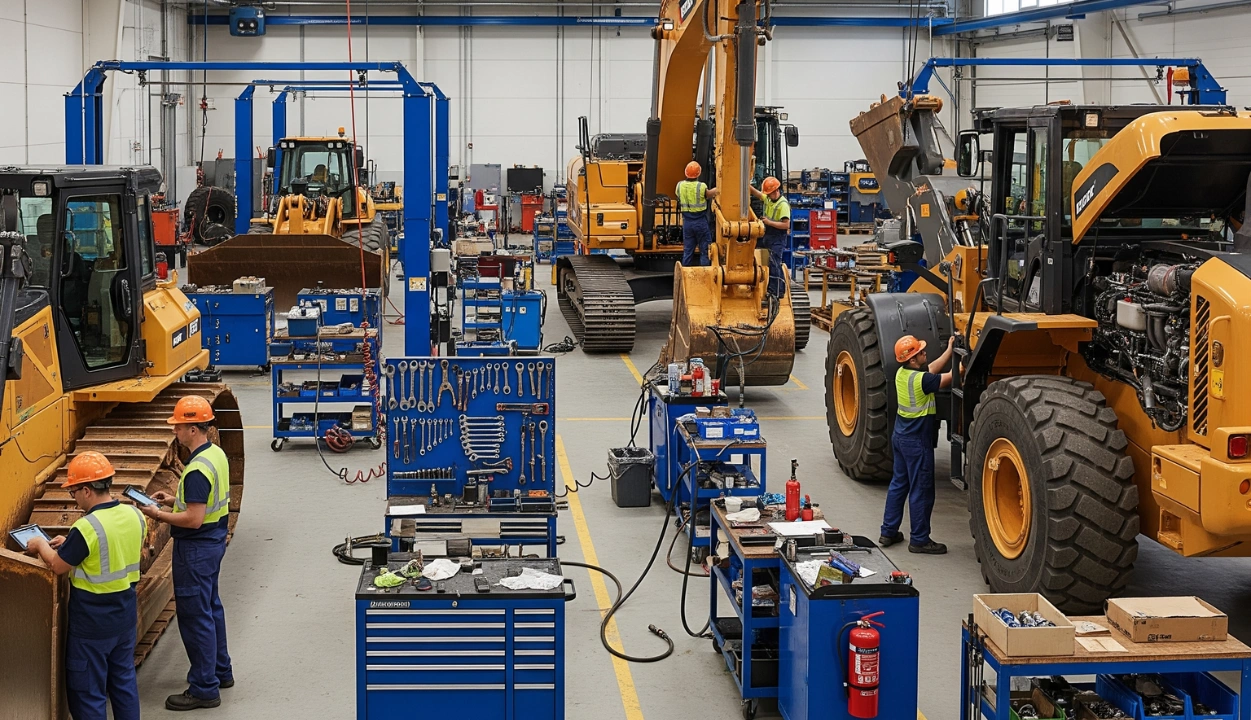 Heavy equipment maintenance workshop