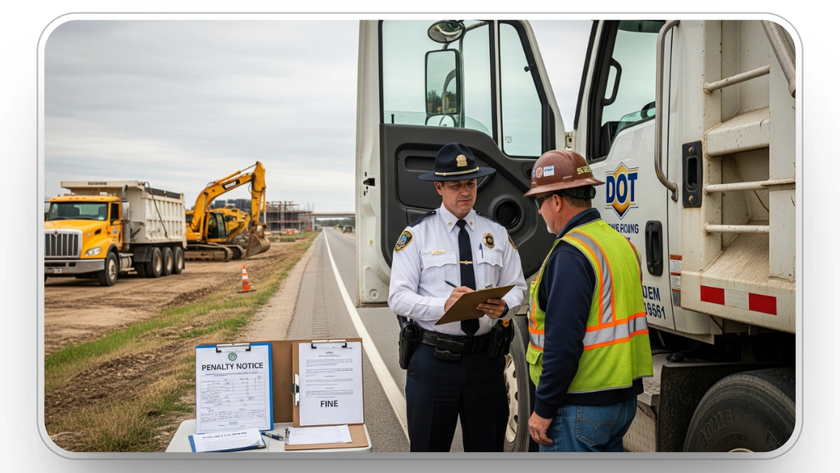 Chart showing FMCSA civil penalty schedule for DOT rule violations effective December 2024