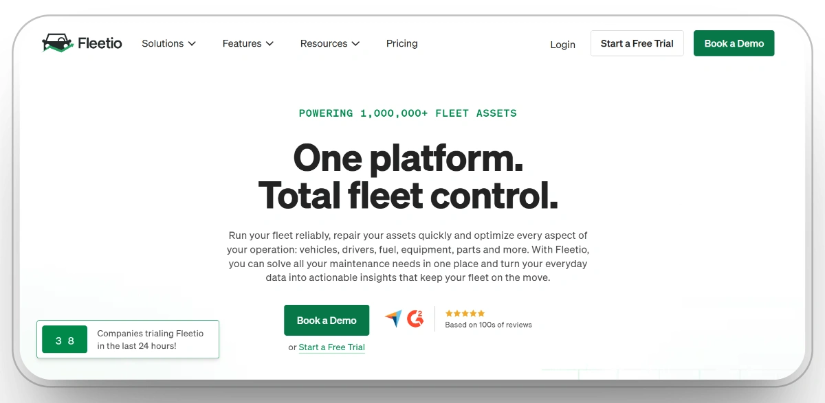 Fleetio fleet management software interface with a focus on vehicle performance.