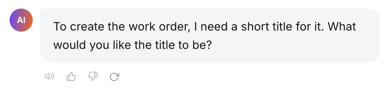AI response with speaker, thumbs up, thumbs down, and refresh icons