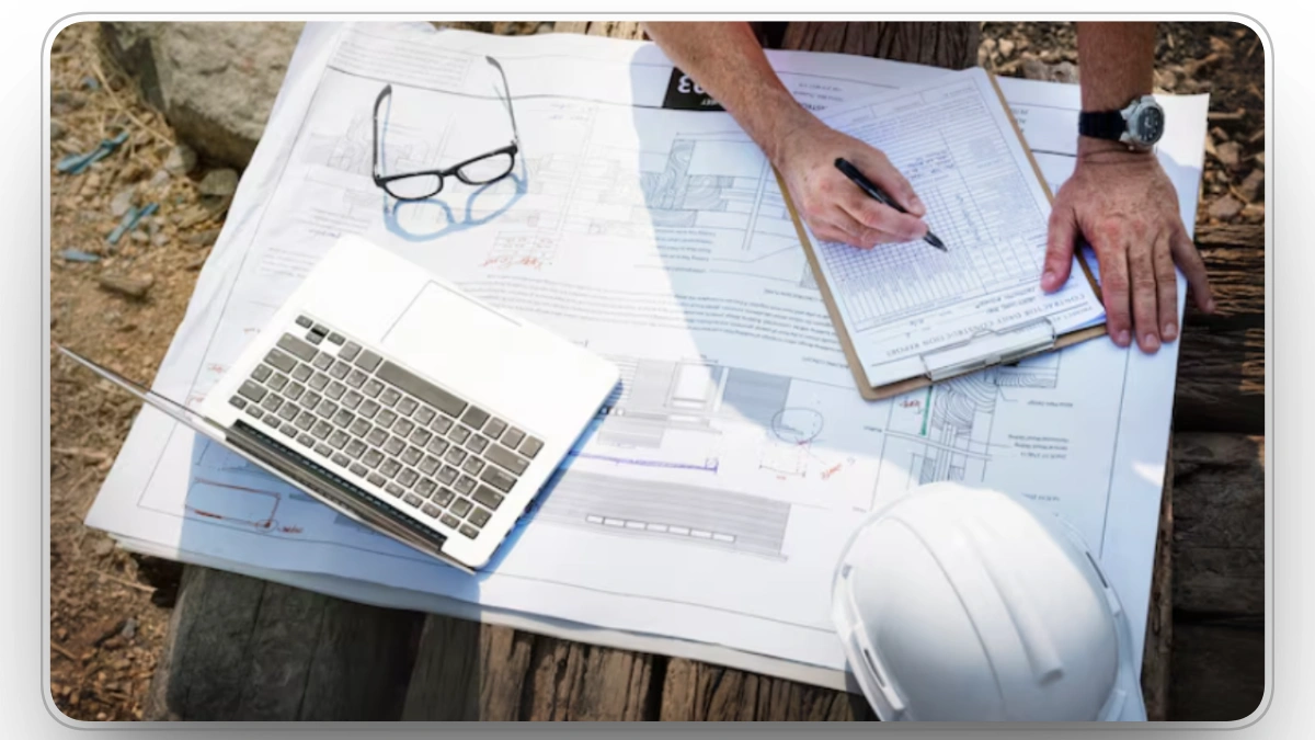 Construction plans and checklist used for lean project coordination
