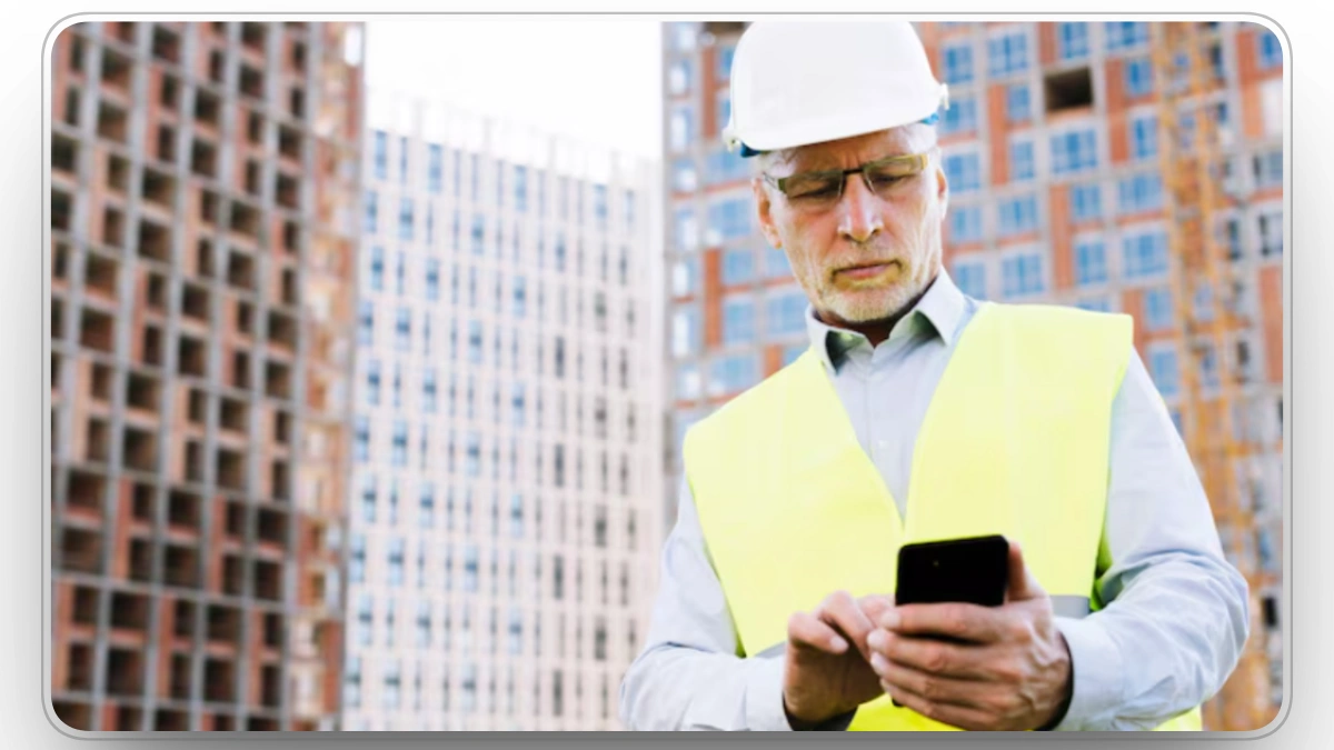 Supervisor uses mobile asset tracking at a construction site