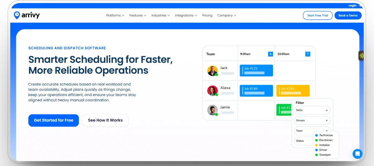 Arrivy homepage