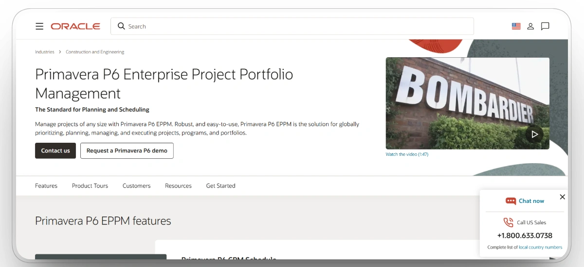 Oracle Primavera P6 homepage