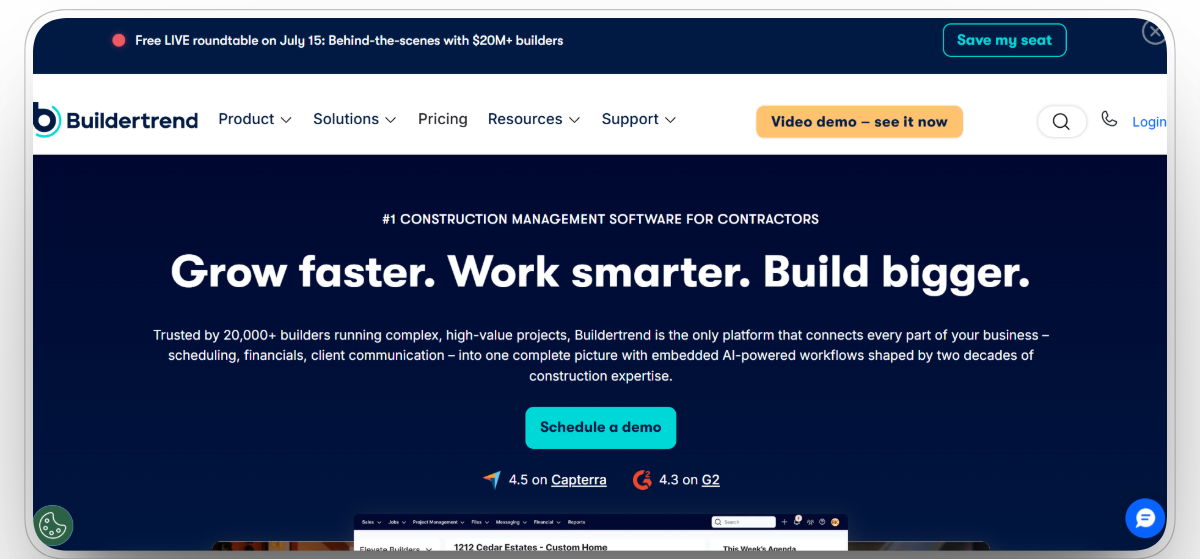 Buildertrend homepage