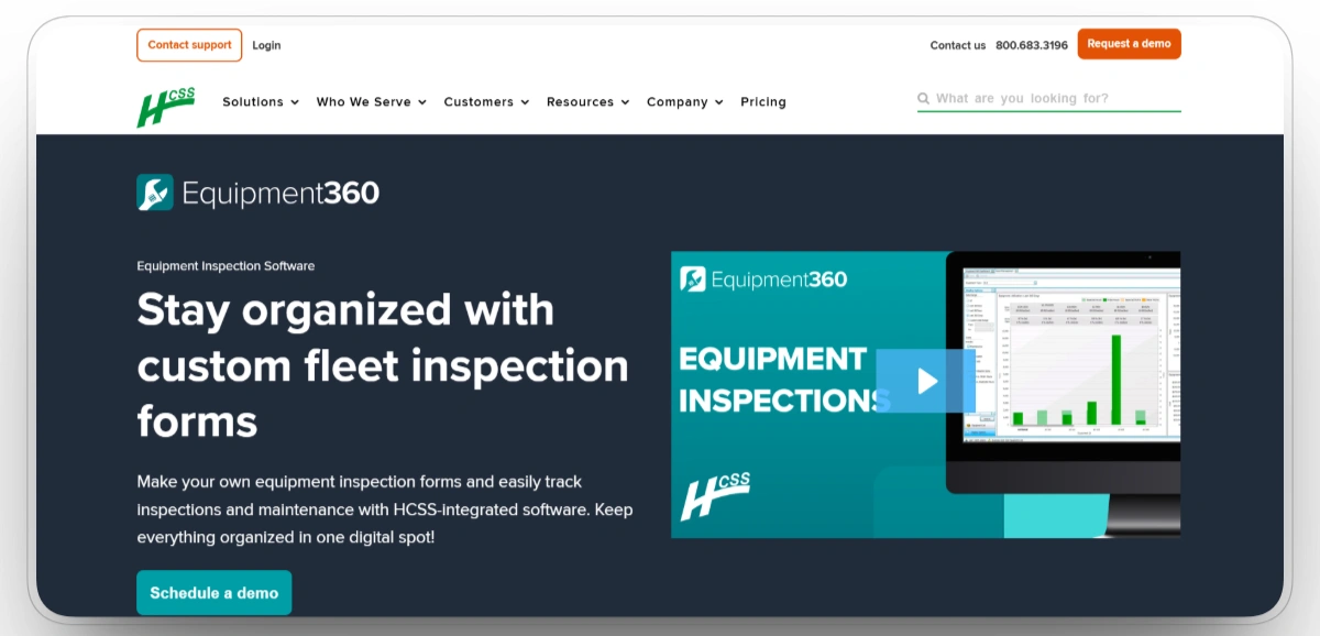HCSS Equipment360 homepage