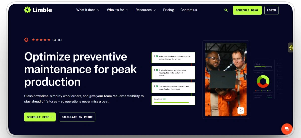 Limble CMMS homepage