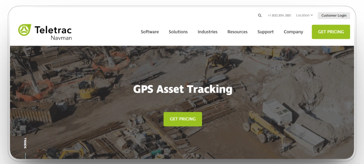Teletrac Navman GPS asset tracking for construction equipment and jobsites
