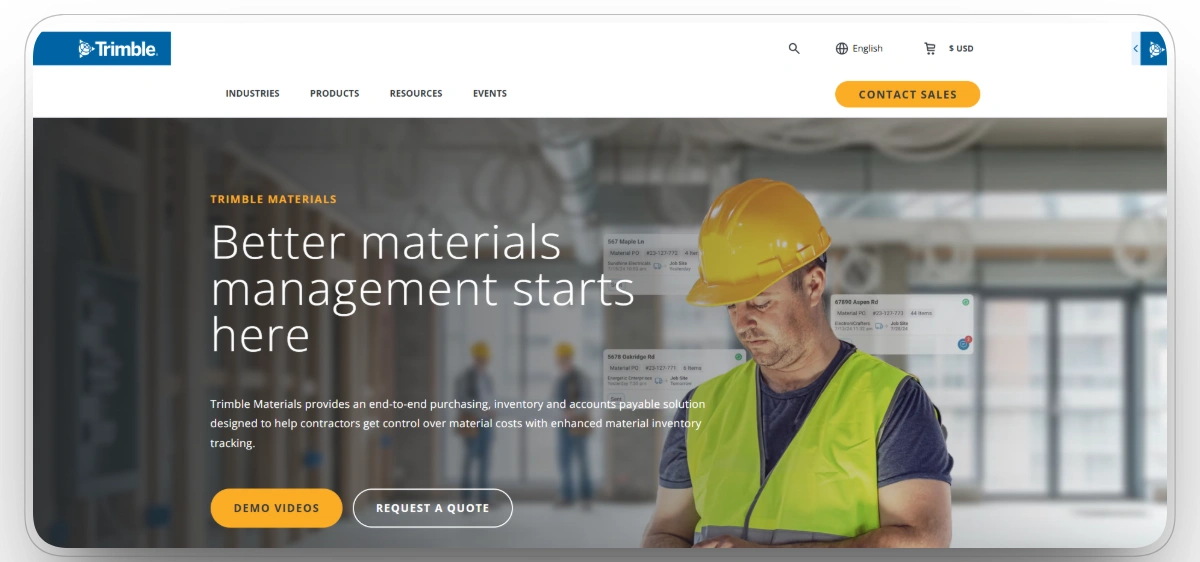 Trimble Materials software for purchasing, inventory, and accounts payable