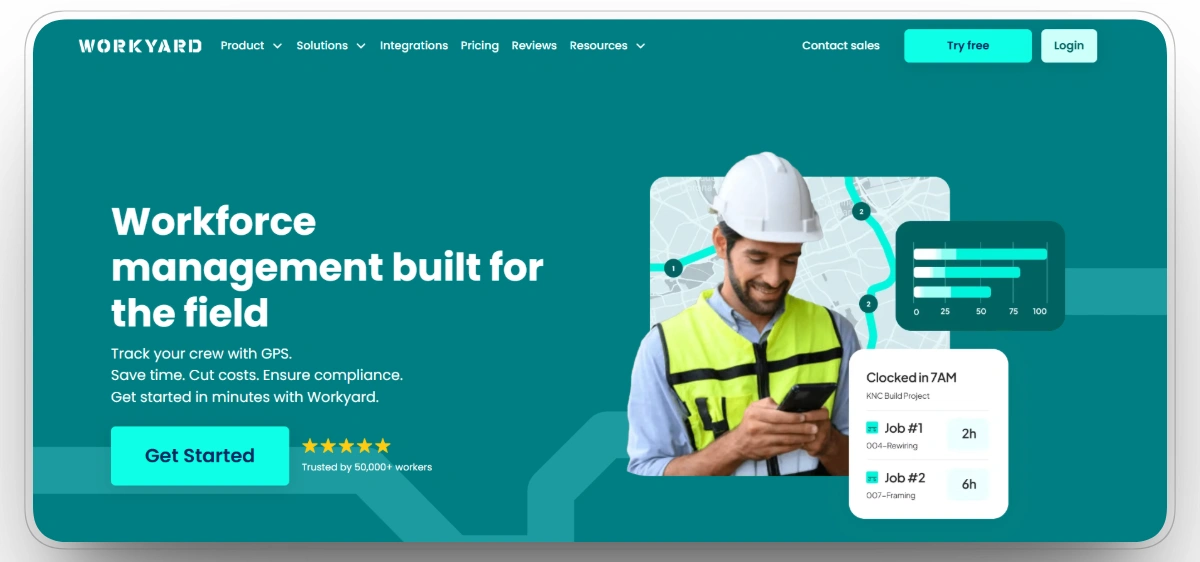 Workyard GPS workforce management app for construction crew time tracking