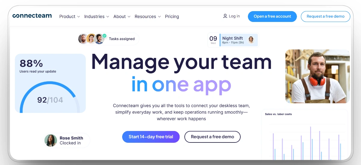 Connecteam workforce management app for scheduling and tracking field teams