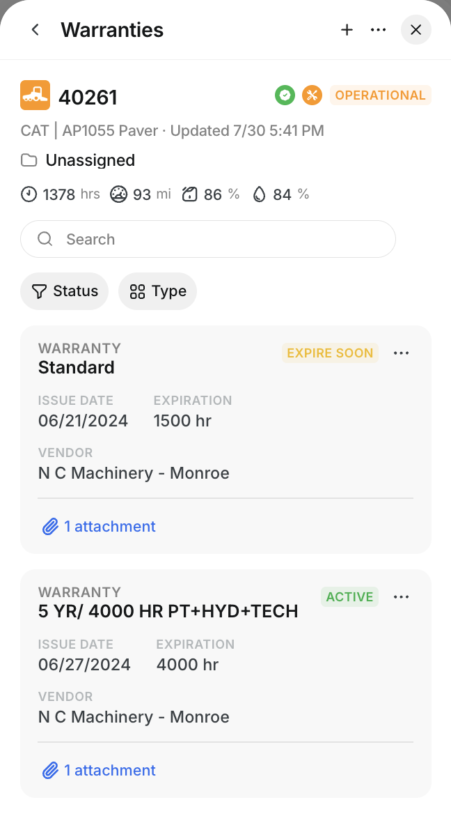 Warranty and Certificate Tracking