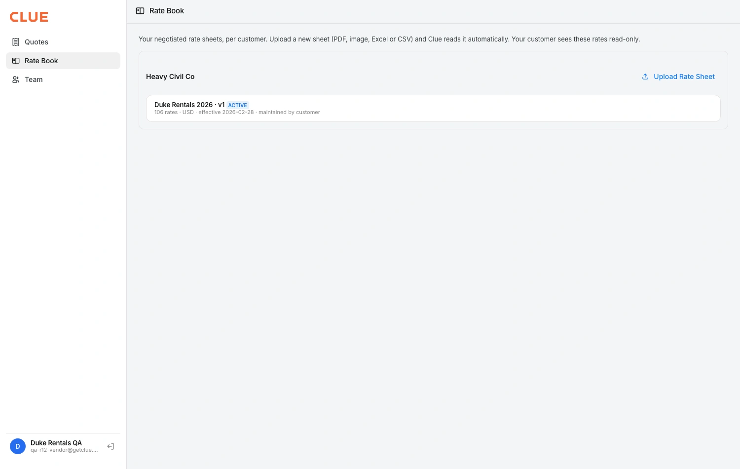CLUE dashnoard for Vendor Portal