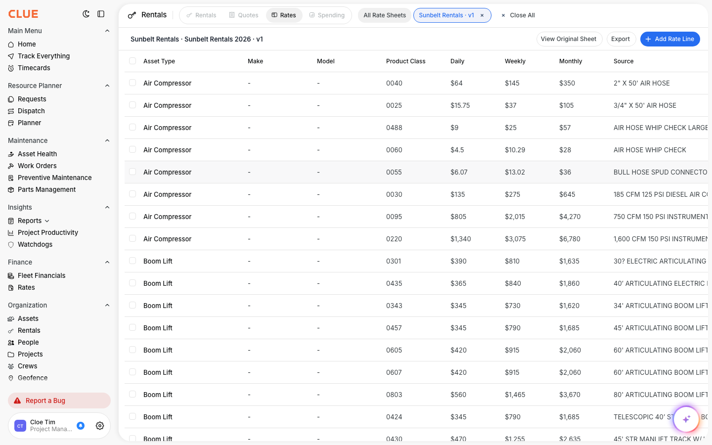 Review the rates tab is third step for the Vendor Rental Rates management tab is first step for the Vendor Rental Rates management