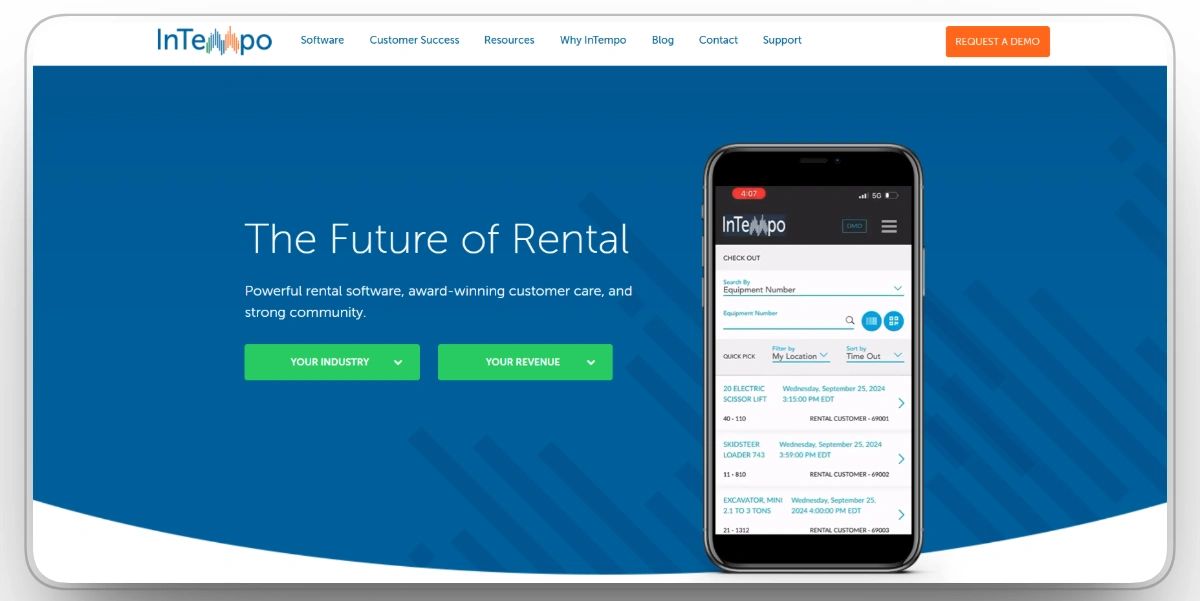 InTempo mobile rental software for managing construction equipment