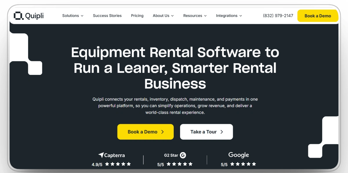 Quipli equipment rental software for inventory, dispatch, and payments