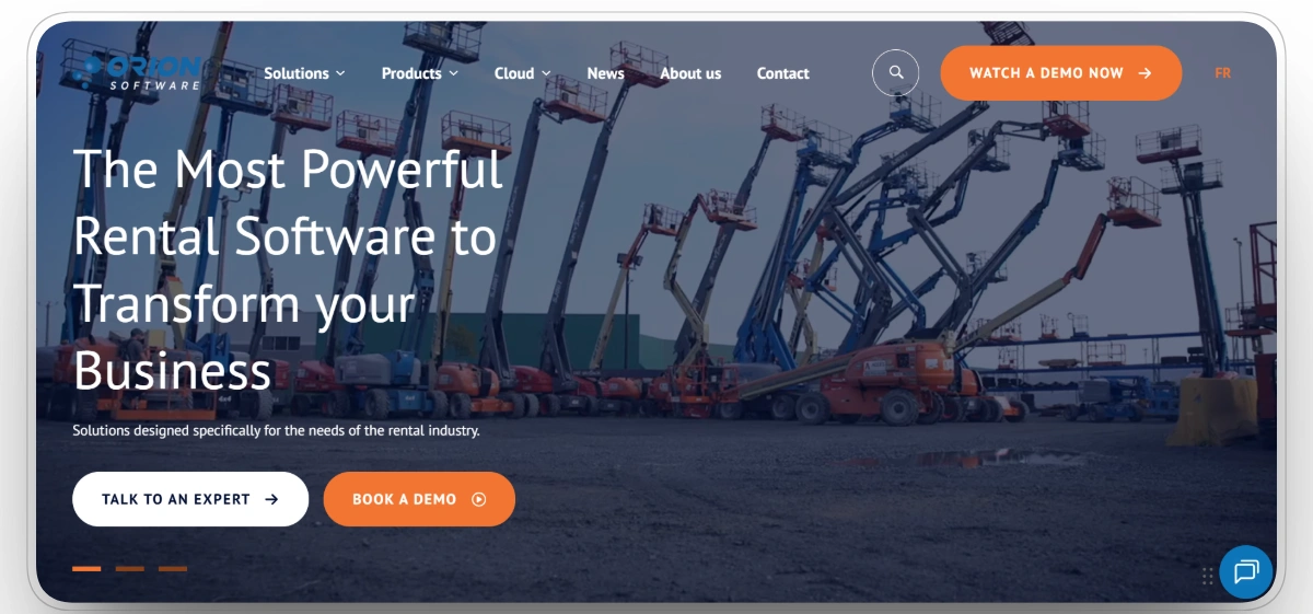 Orion Software equipment rental platform for construction fleet operations